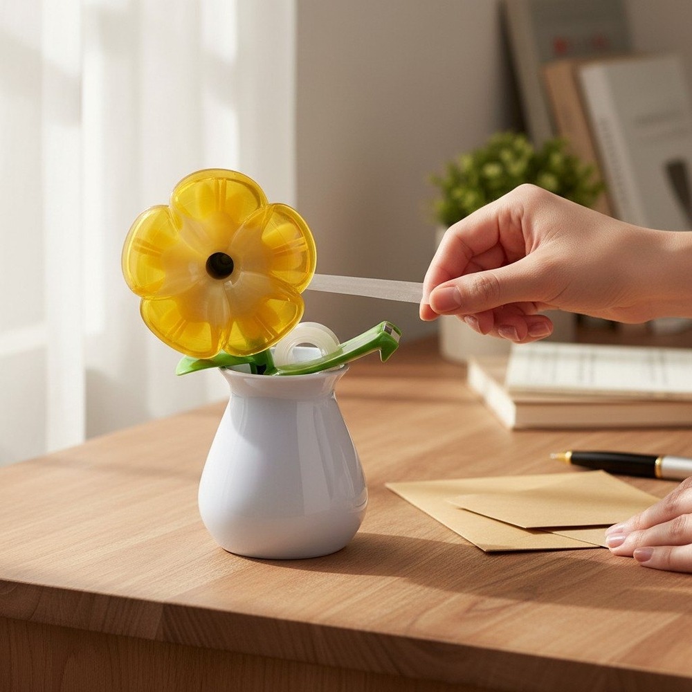 Scotch Flower Tape Dispenser Desk Accessory Yellow Very Good Floral Vase Design